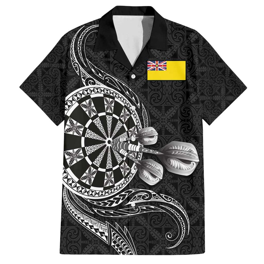 Personalised Niue Darts Masters Family Matching Summer Maxi Dress and Hawaiian Shirt Tribal Hiapo Dartboard - Polynesian Pride