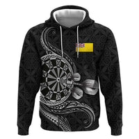Personalised Niue Darts Masters Hoodie Tribal Hiapo Dartboard - Polynesian Pride