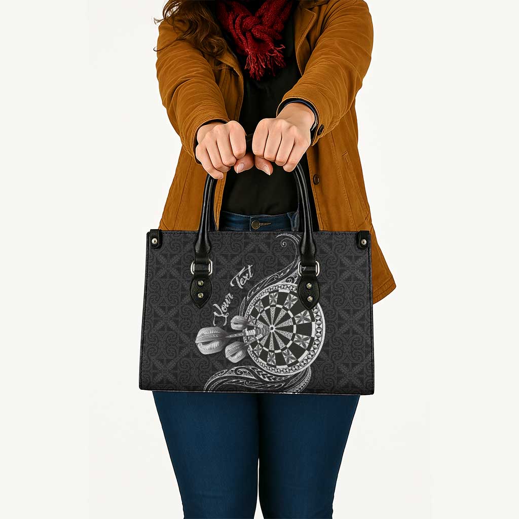 Personalised Niue Darts Masters Leather Bag Tribal Hiapo Dartboard - Polynesian Pride