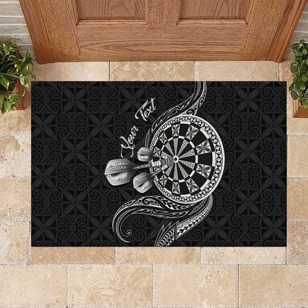 Personalised Niue Darts Masters Rubber Doormat Tribal Hiapo Dartboard - Polynesian Pride