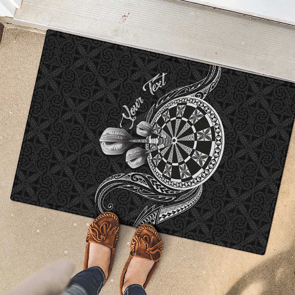 Personalised Niue Darts Masters Rubber Doormat Tribal Hiapo Dartboard - Polynesian Pride