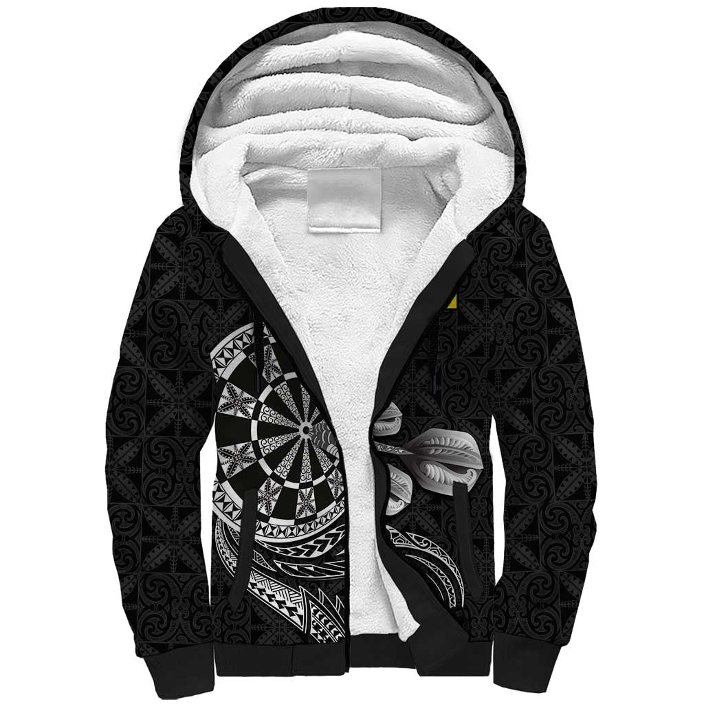 Personalised Niue Darts Masters Sherpa Hoodie Tribal Hiapo Dartboard - Polynesian Pride
