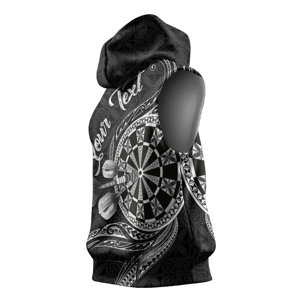Personalised Niue Darts Masters Sleeveless Hoodie Tribal Hiapo Dartboard - Polynesian Pride