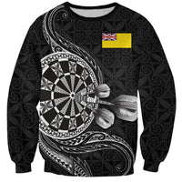 Personalised Niue Darts Masters Sweatshirt Tribal Hiapo Dartboard - Polynesian Pride