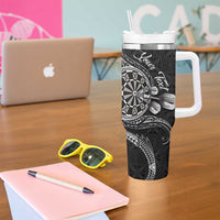 Personalised Niue Darts Masters Tumbler With Handle Tribal Hiapo Dartboard - Polynesian Pride