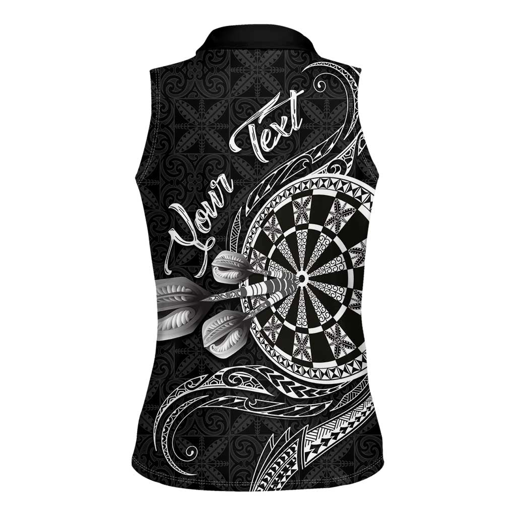 Personalised Niue Darts Masters Women Sleeveless Polo Shirt Tribal Hiapo Dartboard - Polynesian Pride