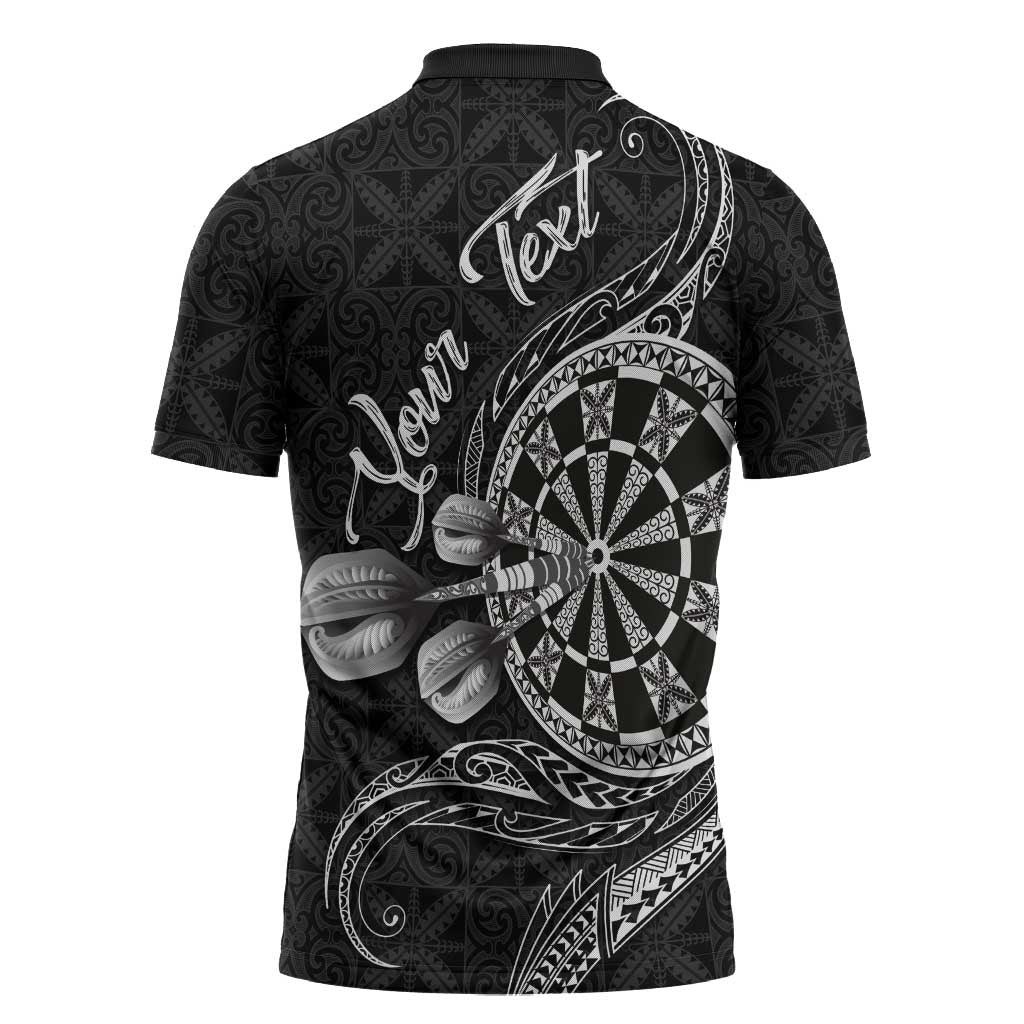 Personalised Niue Darts Masters Zipper Polo Shirt Tribal Hiapo Dartboard - Polynesian Pride