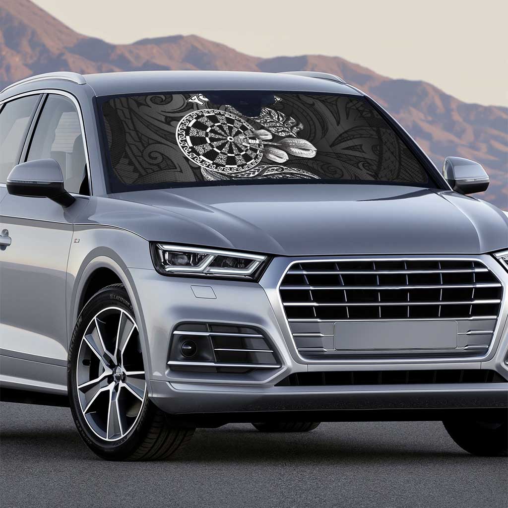 Personalised New Zealand Aotearoa Darts Masters Auto Sun Shade Tribal Silver Fern and Ta Moko Dartboard - Polynesian Pride