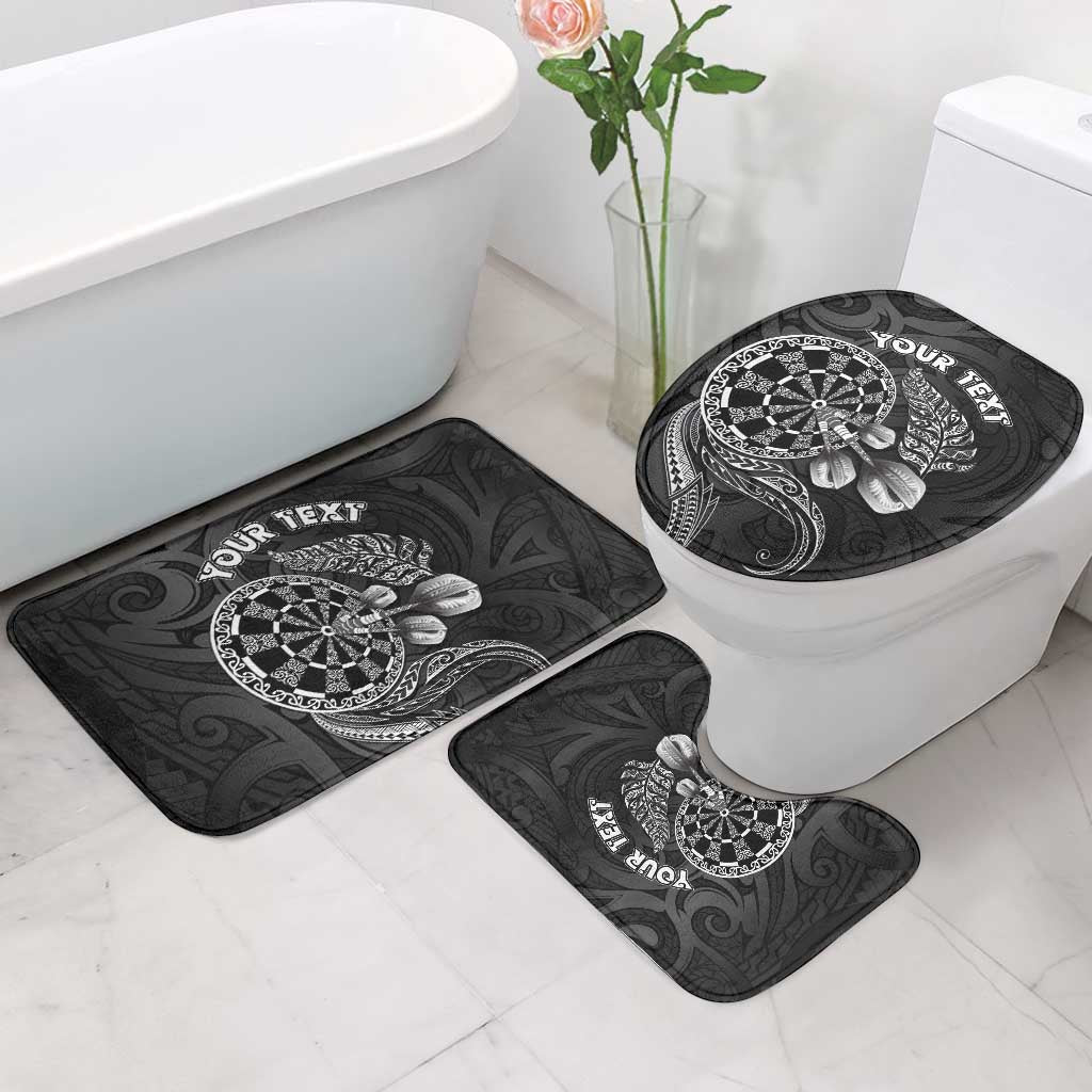 Personalised New Zealand Aotearoa Darts Masters Bathroom Set Tribal Silver Fern and Ta Moko Dartboard - Polynesian Pride