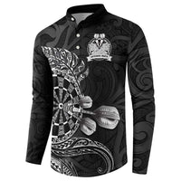 Personalised New Zealand Aotearoa Darts Masters Button Sweatshirt Tribal Silver Fern and Ta Moko Dartboard - Polynesian Pride