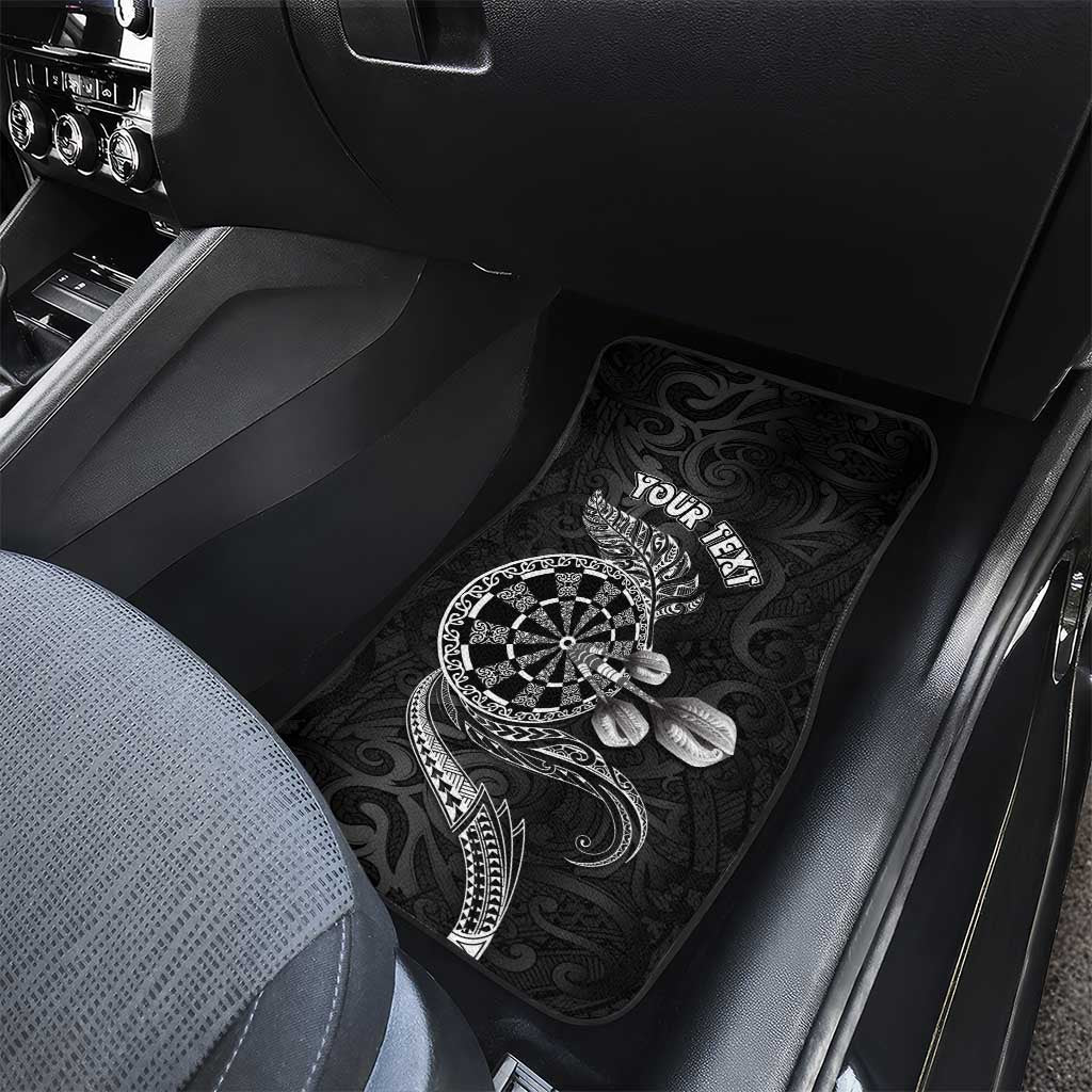 Personalised New Zealand Aotearoa Darts Masters Car Mats Tribal Silver Fern and Ta Moko Dartboard - Polynesian Pride