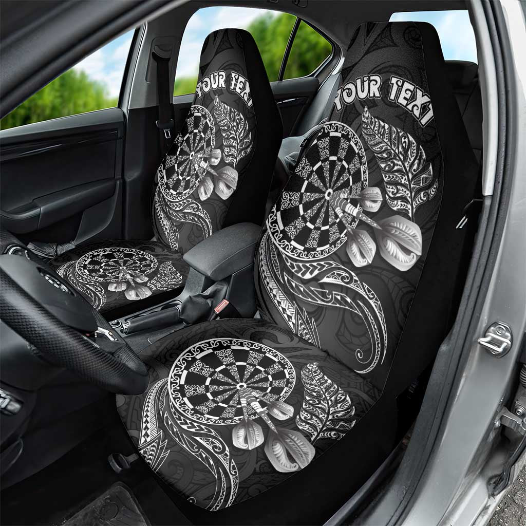 Personalised New Zealand Aotearoa Darts Masters Car Seat Cover Tribal Silver Fern and Ta Moko Dartboard - Polynesian Pride