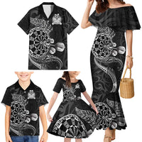 Personalised New Zealand Aotearoa Darts Masters Family Matching Mermaid Dress and Hawaiian Shirt Tribal Silver Fern and Ta Moko Dartboard - Polynesian Pride