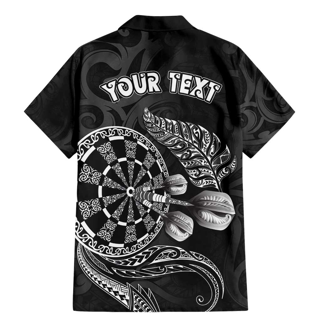 Personalised New Zealand Aotearoa Darts Masters Family Matching Mermaid Dress and Hawaiian Shirt Tribal Silver Fern and Ta Moko Dartboard - Polynesian Pride