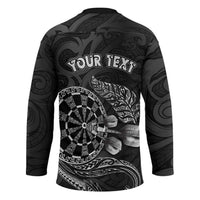 Personalised New Zealand Aotearoa Darts Masters Hockey Jersey Tribal Silver Fern and Ta Moko Dartboard LT03 - Polynesian Pride