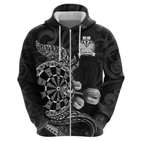 Personalised New Zealand Aotearoa Darts Masters Hoodie Tribal Silver Fern and Ta Moko Dartboard - Polynesian Pride