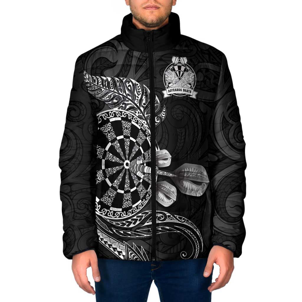 Personalised New Zealand Aotearoa Darts Masters Padded Jacket Tribal Silver Fern and Ta Moko Dartboard - Polynesian Pride
