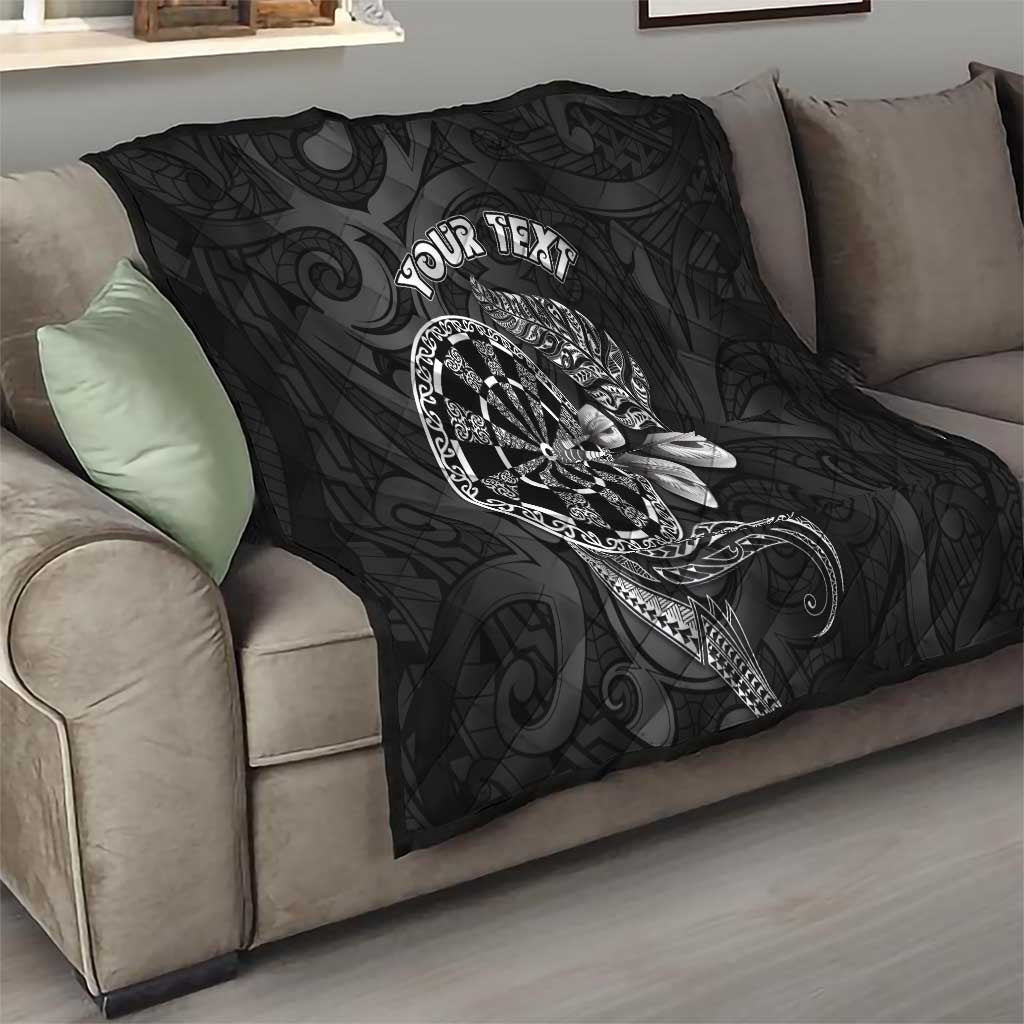 Personalised New Zealand Aotearoa Darts Masters Quilt Tribal Silver Fern and Ta Moko Dartboard - Polynesian Pride