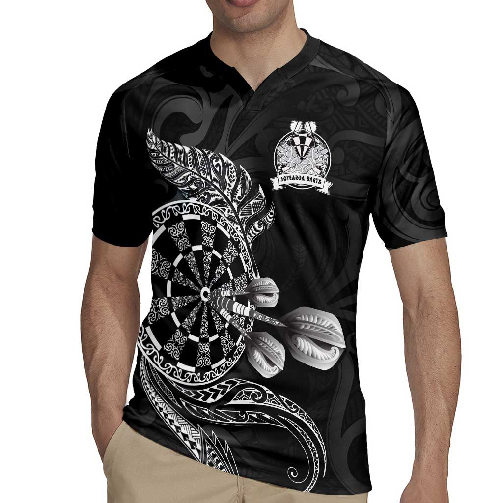 Personalised New Zealand Aotearoa Darts Masters Rugby Jersey Tribal Silver Fern and Ta Moko Dartboard - Polynesian Pride