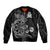 Personalised New Zealand Aotearoa Darts Masters Sleeve Zip Bomber Jacket Tribal Silver Fern and Ta Moko Dartboard - Polynesian Pride