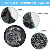 Personalised New Zealand Aotearoa Darts Masters Spare Tire Cover Tribal Silver Fern and Ta Moko Dartboard - Polynesian Pride