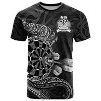 Personalised New Zealand Aotearoa Darts Masters T Shirt Tribal Silver Fern and Ta Moko Dartboard - Polynesian Pride