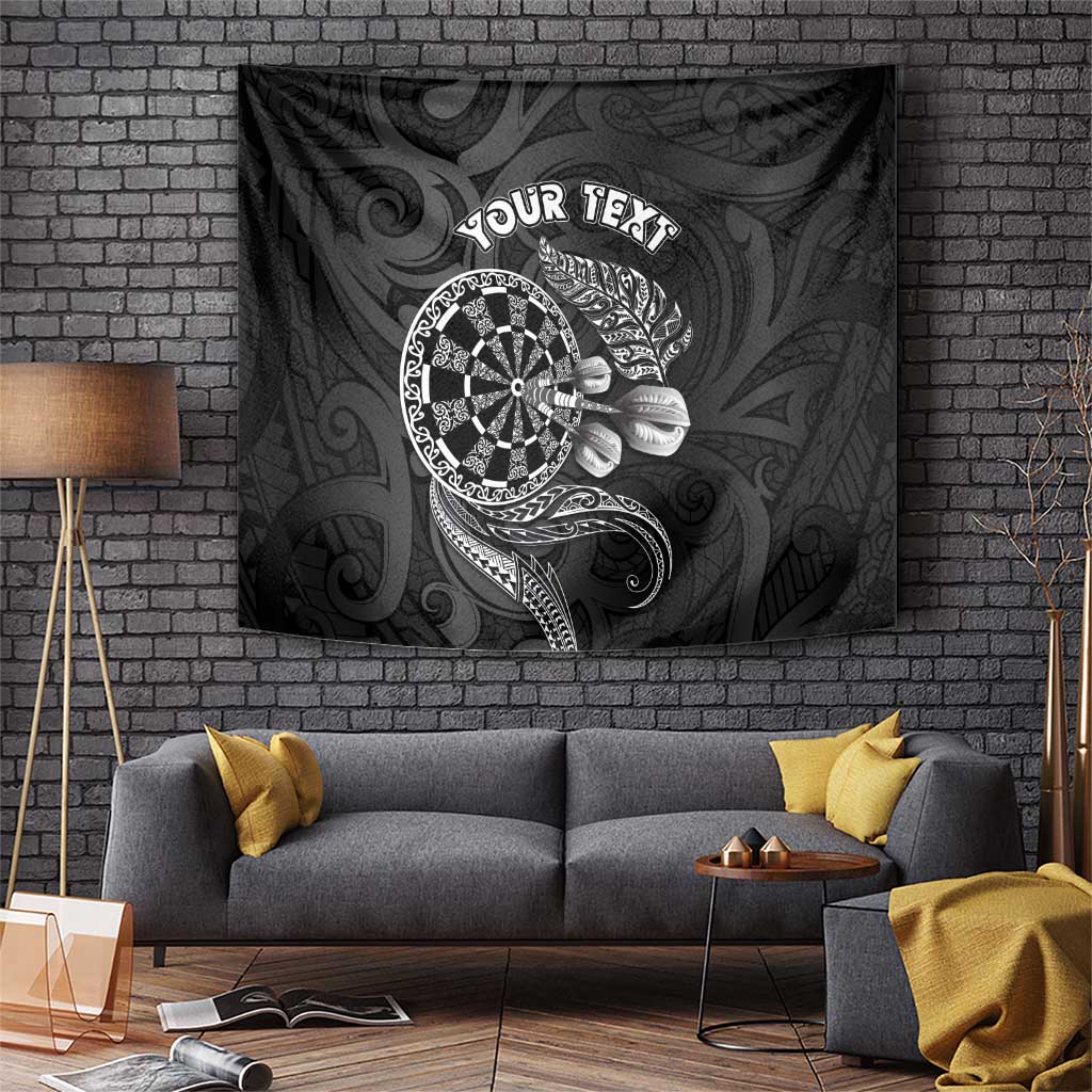 Personalised New Zealand Aotearoa Darts Masters Tapestry Tribal Silver Fern and Ta Moko Dartboard - Polynesian Pride