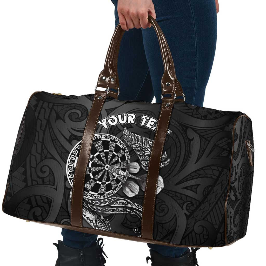Personalised New Zealand Aotearoa Darts Masters Travel Bag Tribal Silver Fern and Ta Moko Dartboard - Polynesian Pride