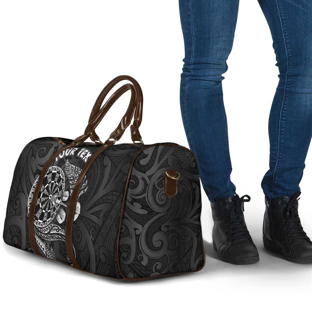 Personalised New Zealand Aotearoa Darts Masters Travel Bag Tribal Silver Fern and Ta Moko Dartboard - Polynesian Pride