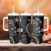 Personalised New Zealand Aotearoa Darts Masters Tumbler With Handle Tribal Silver Fern and Ta Moko Dartboard - Polynesian Pride