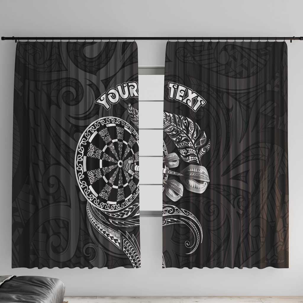 Personalised New Zealand Aotearoa Darts Masters Window Curtain Tribal Silver Fern and Ta Moko Dartboard - Polynesian Pride