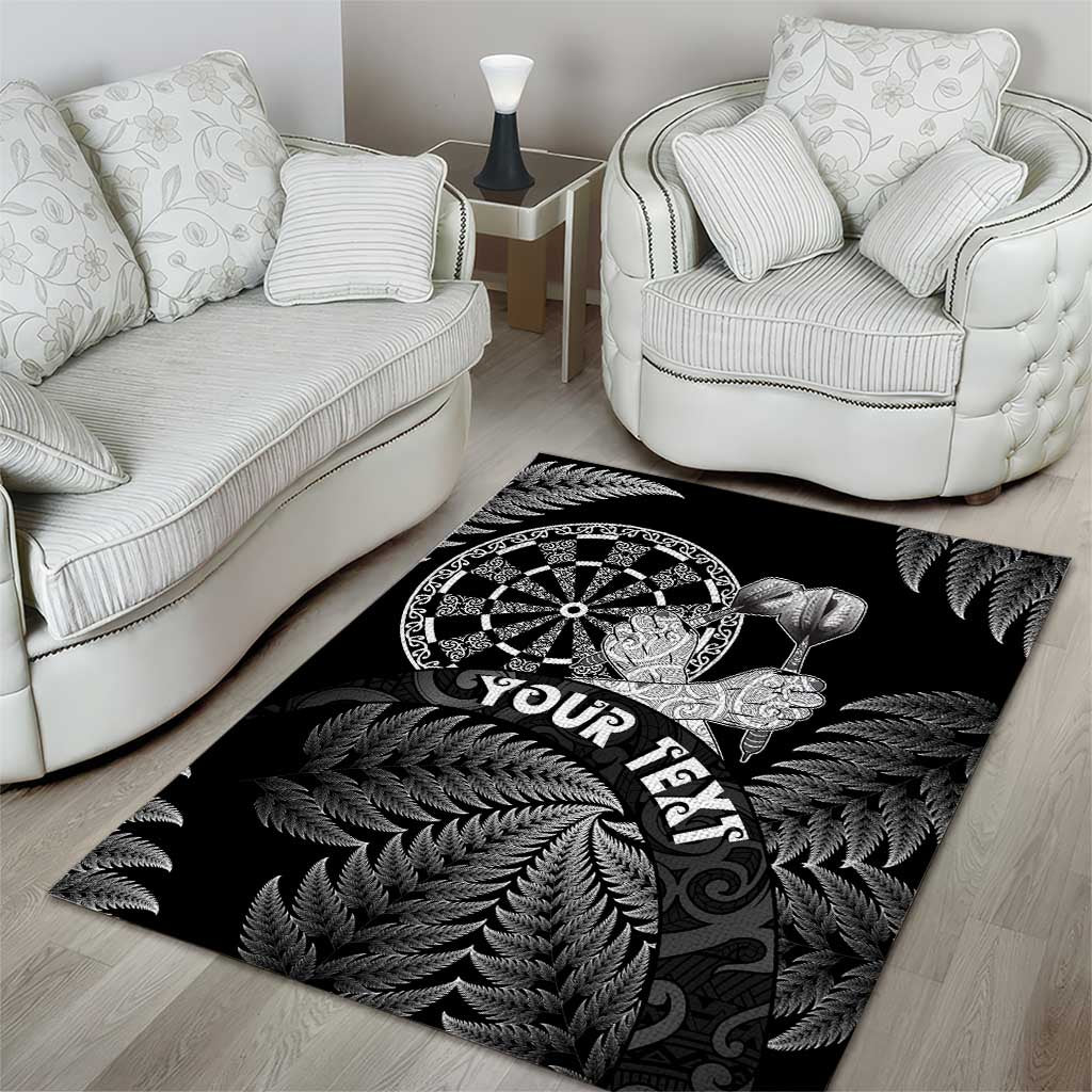 Personalised New Zealand Aotearoa Darts Masters Area Rug Silver Fern and Maori Spirit - Polynesian Pride