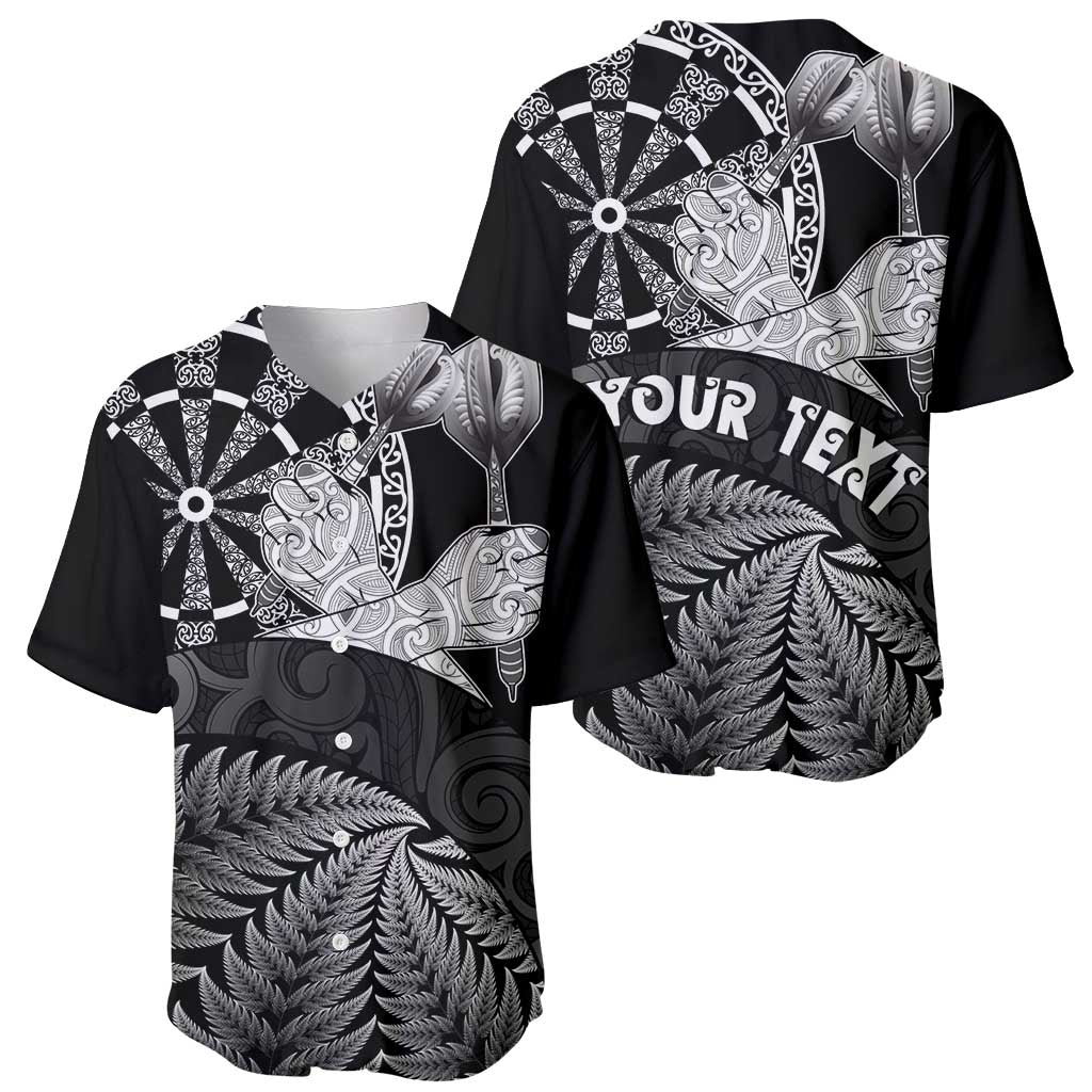 Personalised New Zealand Aotearoa Darts Masters Baseball Jersey Silver Fern and Maori Spirit - Polynesian Pride