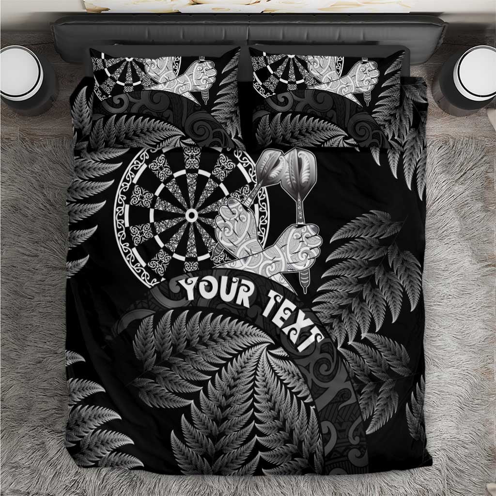 Personalised New Zealand Aotearoa Darts Masters Bedding Set Silver Fern and Maori Spirit - Polynesian Pride