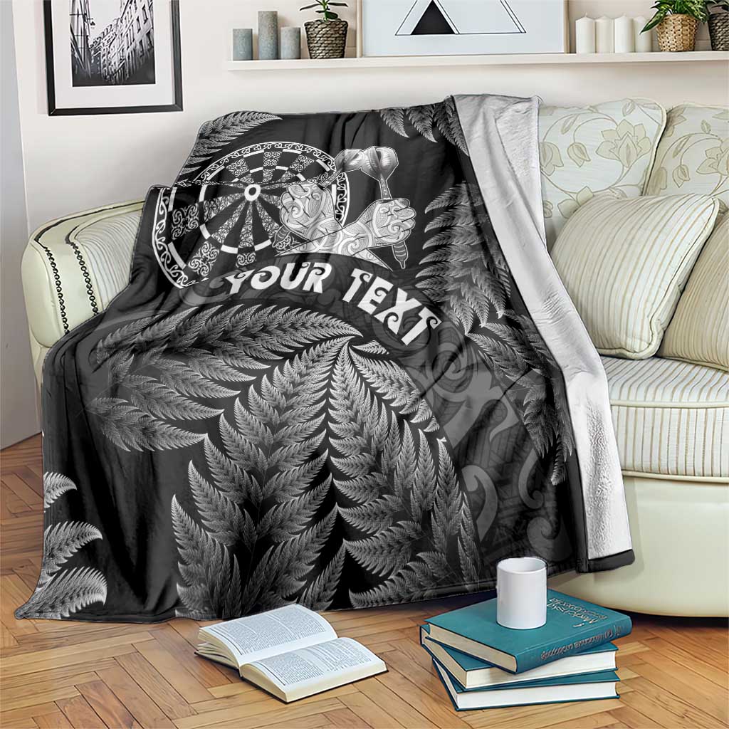 Personalised New Zealand Aotearoa Darts Masters Blanket Silver Fern and Maori Spirit - Polynesian Pride