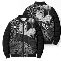Personalised New Zealand Aotearoa Darts Masters Bomber Puffer Jacket Silver Fern and Maori Spirit - Polynesian Pride