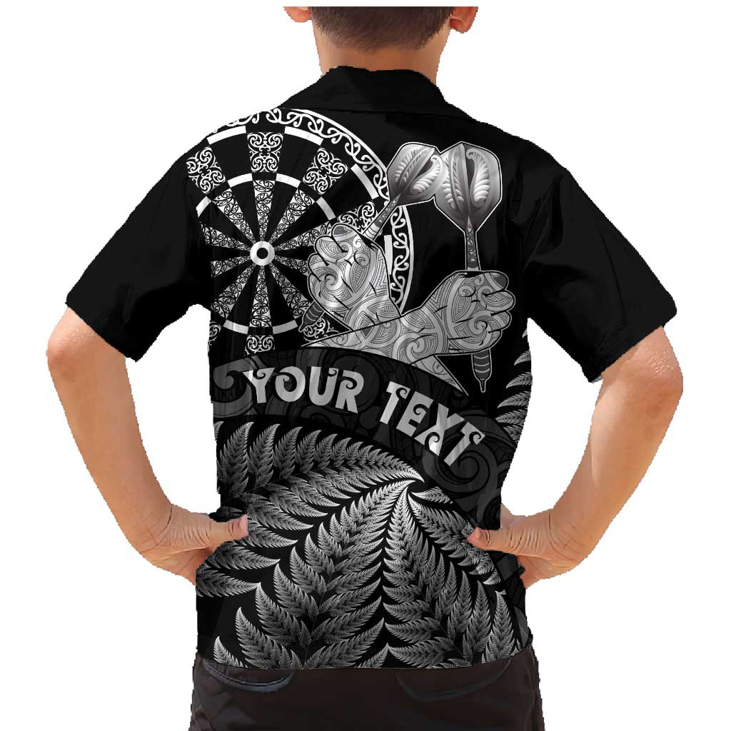 Personalised New Zealand Aotearoa Darts Masters Family Matching Mermaid Dress and Hawaiian Shirt Silver Fern and Maori Spirit - Polynesian Pride