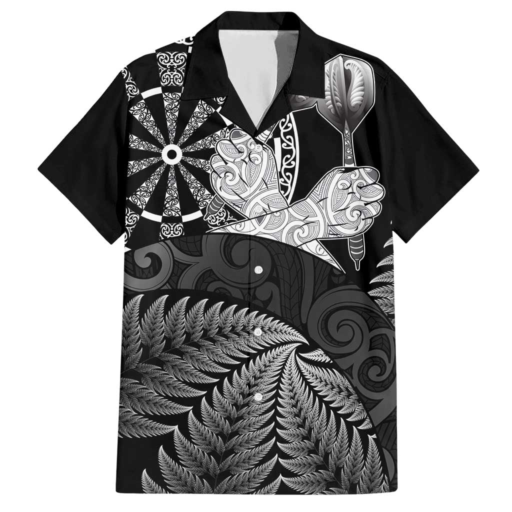 Personalised New Zealand Aotearoa Darts Masters Family Matching Short Sleeve Bodycon Dress and Hawaiian Shirt Silver Fern and Maori Spirit - Polynesian Pride