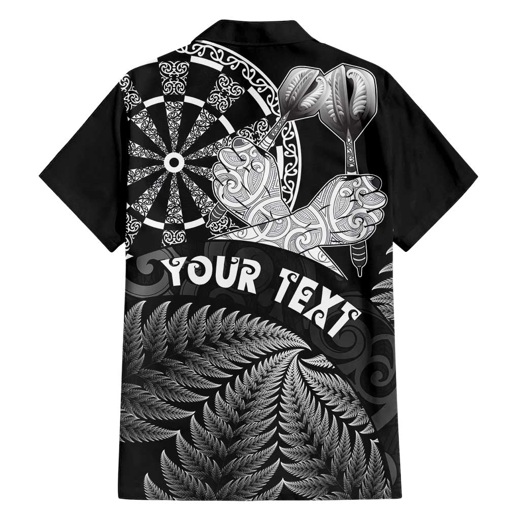 Personalised New Zealand Aotearoa Darts Masters Family Matching Short Sleeve Bodycon Dress and Hawaiian Shirt Silver Fern and Maori Spirit - Polynesian Pride