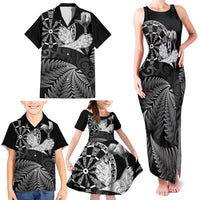 Personalised New Zealand Aotearoa Darts Masters Family Matching Tank Maxi Dress and Hawaiian Shirt Silver Fern and Maori Spirit - Polynesian Pride