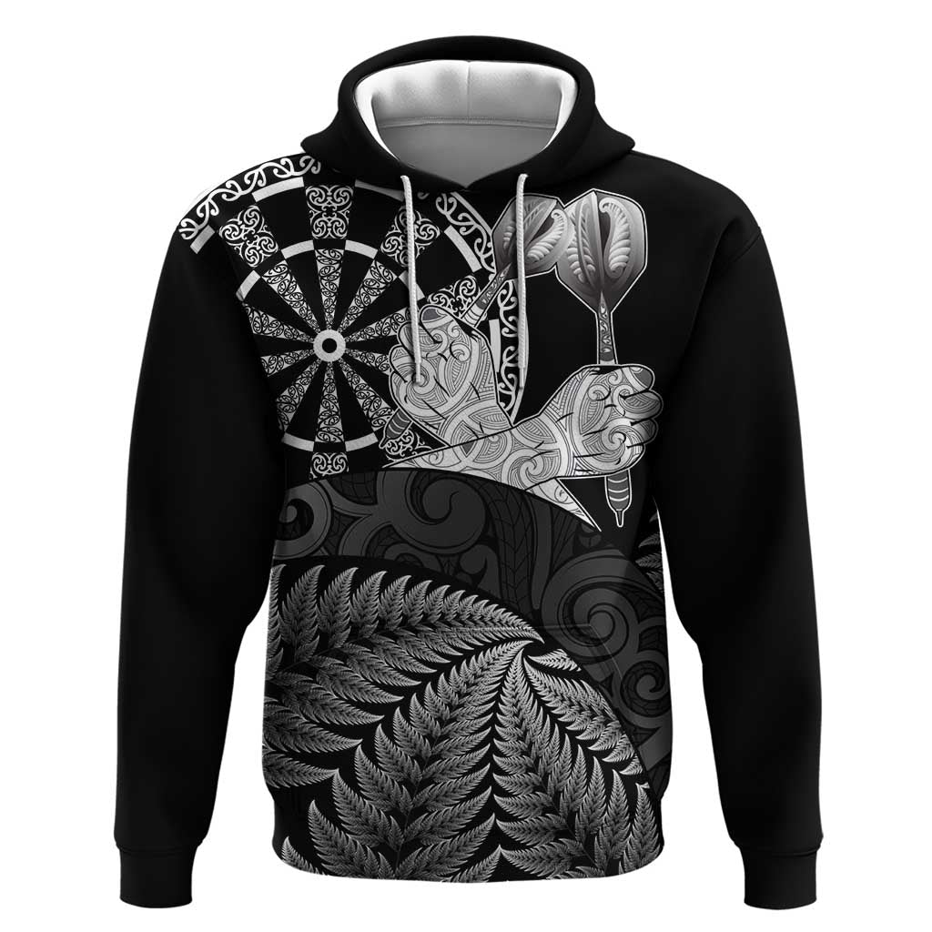 Personalised New Zealand Aotearoa Darts Masters Hoodie Silver Fern and Maori Spirit - Polynesian Pride