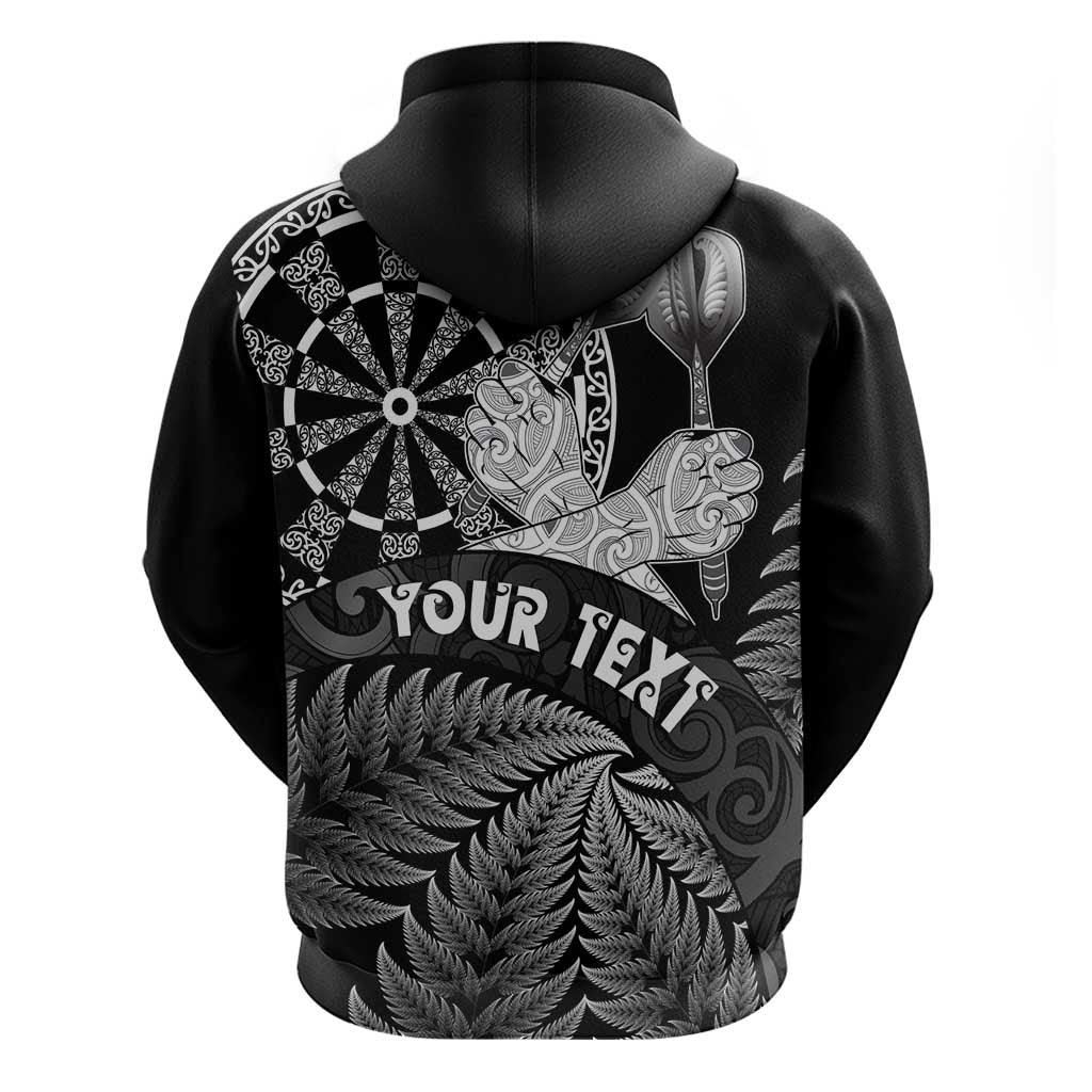 Personalised New Zealand Aotearoa Darts Masters Hoodie Silver Fern and Maori Spirit - Polynesian Pride