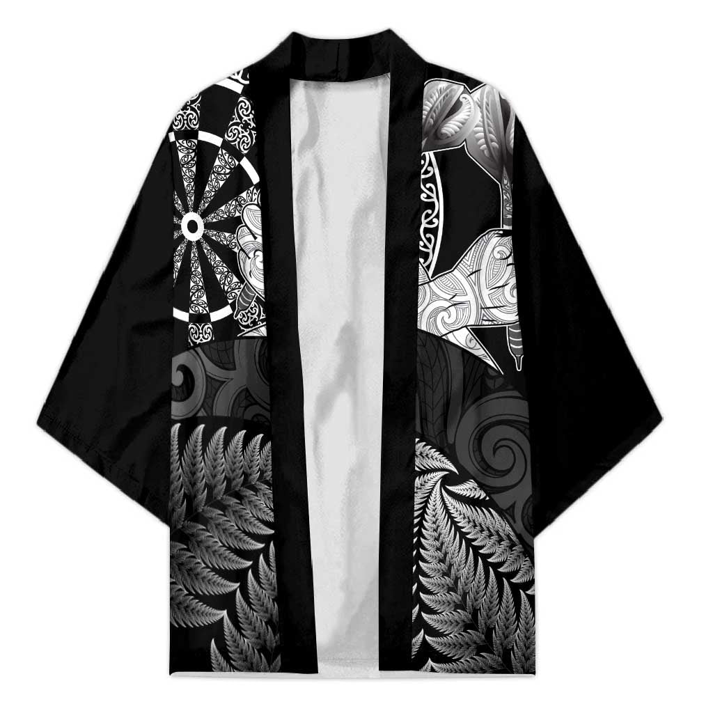 Personalised New Zealand Aotearoa Darts Masters Kimono Silver Fern and Maori Spirit - Polynesian Pride