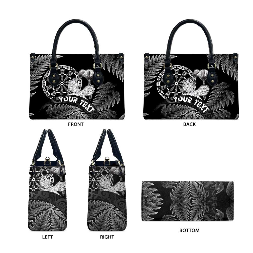 Personalised New Zealand Aotearoa Darts Masters Leather Bag Silver Fern and Maori Spirit - Polynesian Pride