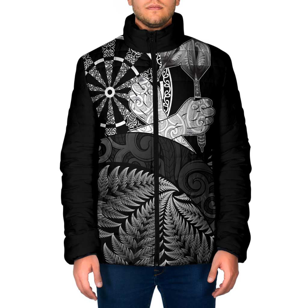Personalised New Zealand Aotearoa Darts Masters Padded Jacket Silver Fern and Maori Spirit - Polynesian Pride