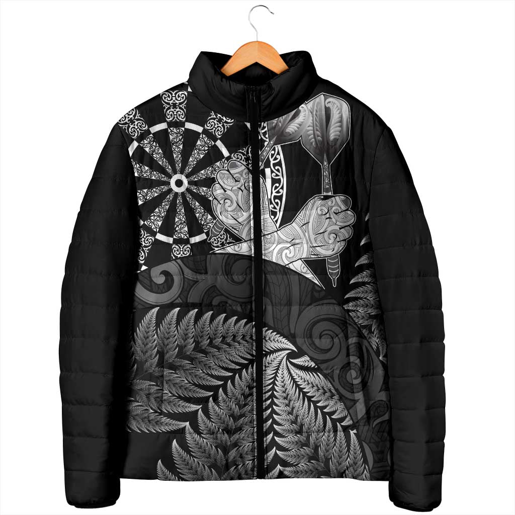 Personalised New Zealand Aotearoa Darts Masters Padded Jacket Silver Fern and Maori Spirit - Polynesian Pride