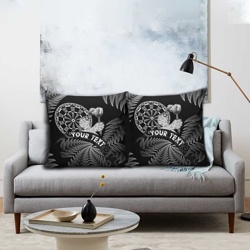 Personalised New Zealand Aotearoa Darts Masters Pillow Cover Silver Fern and Maori Spirit - Polynesian Pride
