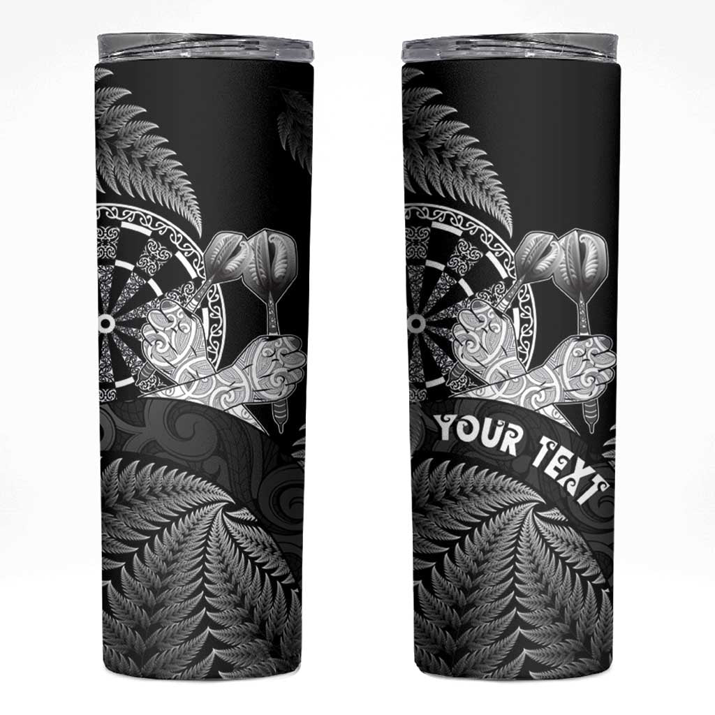 Personalised New Zealand Aotearoa Darts Masters Skinny Tumbler Silver Fern and Maori Spirit - Polynesian Pride