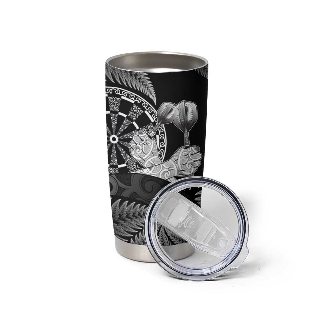 Personalised New Zealand Aotearoa Darts Masters Tumbler Cup Silver Fern and Maori Spirit - Polynesian Pride