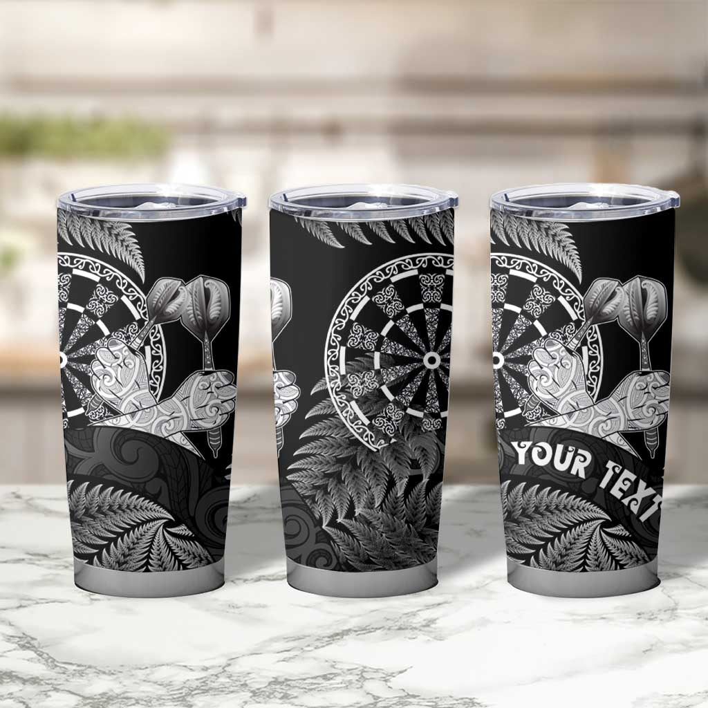 Personalised New Zealand Aotearoa Darts Masters Tumbler Cup Silver Fern and Maori Spirit - Polynesian Pride